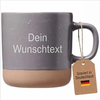 GRAVURWELT Kaffeebecher mit Lasergravur – Keramik Steingut Kaffeetasse, personalisierte Tasse für Kaffee, Tee – Lieblingsmensch Geschenk, Vatertag, Muttertag, Frauentag, (Grau,Weiß,Schwarz) (Grau)