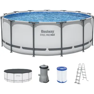 BESTWAY Steel Pro Max Frame Pool Set 396 x 122 cm inkl. Filterpumpe
