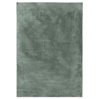 benuta Basic Kunstfaser Fellteppich Furry - Grün 140x200 cm - Weicher Wohnzimmerteppich - Anti-Rutsch-Rückseite - Waschbar - Für Fußbodenheizung geeignet