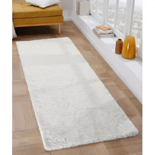 OTTO home Fellteppich OTTO HOME "Rabbit, Kunstfell, Kaninchenfell-Haptik, Microfaser" Gr. 12, weiß, B:80cm H:42mm L:250cm, Kunstfaser, Teppiche, Fellteppich, besonders hoch und flauschig, Wohnzimmer, Schlafzimmer, Flur, Läufer