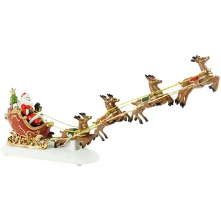 Colcolo Weihnachtsmann-Schlitten mit 8 Rentieren, Ornament-Skulptur, beleuchtete Kunst, Weihnachtsszene, Dekor für Hotel, Urlaub, Bauernhaustisch