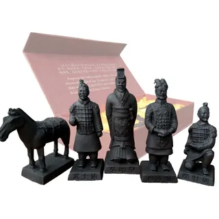 Romancemit Resin Terracotta Warriors Set von 5, China Qin Dynastie Terracotta Warriors Skulptur Heimanzeige Tisch Display Bonsai Display Multi Präsentation in Geschenkbox, 9cm groß