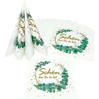 Oblique Unique® 20 Servietten Schön dass du da bist Deko für Hochzeit Geburtstag Kommunion Taufe Konfirmation Tischdeko