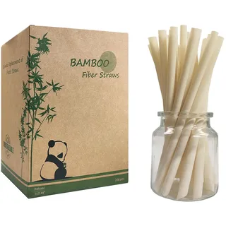Ø12 mm Large Bambusfaser Bubble Tea Strohhalme Länge 23 cm, 200 Stück Extra Breite Biologisch Abbaubar Bambus Einweg Trinkhalme Für Boba, Jumbo Smoothies Milkshakes