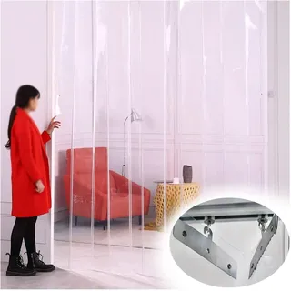 JSY 1,6 mm Schiebe-Falttür-Streifen-Vorhang, wasserdichter, transparenter Rollladen for Terrasse, Küche, Garage für Kühlraums, Lagertür (Color : 1.6mm, Size : 2.5X2M)