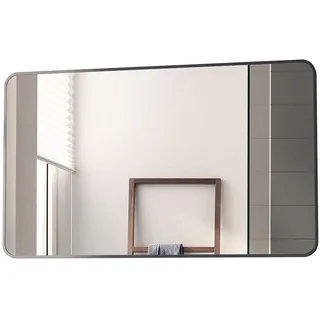 Boromal Spiegel Rechteckig Wandspiegel Schwarz Flur badezimmer Bad Schlafzimmer (Flurspiegel, Aluminium Rahmen, 40-160cm), hochauflösend,explosionsgeschützt schwarz 60 cm x 100 cm