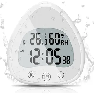 Badezimmeruhr, Digitaler Lcd-wecker Mit Wasserdichter Touch-duschuhr, Wasserdichten Timern, Thermometer, Tragbarer Displayuhr