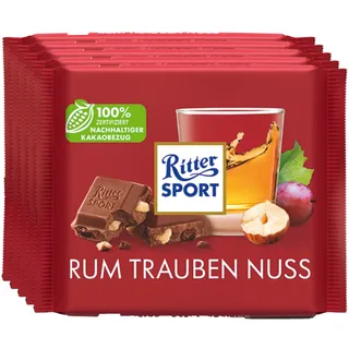 Ritter Sport Rum Trauben Nuss - Schokolade Jamaika Rum Alkohol - 5 Tafeln