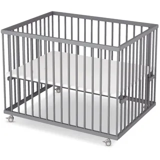Sämann Laufgitter mit Matratze Cloud Air - grau - Premium Kollektion | Gr.: 75x100 cm
