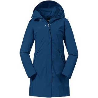 Schöffel Damen Parka Sardegna L, wind- und wasserdichte Regenjacke für Frauen mit praktischen Taschen, leichte Damen Jacke für Frühling und Sommer, dress blues, 34