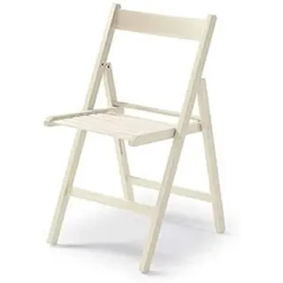 Dmora - Moderner Klappstuhl aus Holz, für Balkon oder Garten, cm 42x48h79, Sitzhöhe cm 47, Farbe weiß