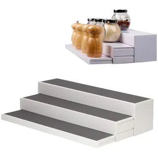 Cikonielf 3-stufiges, erweiterbares Gewürzregal Stufenregal Gewürze Organizer Halter für Küchenarbeitsplatten Gläser unterschiedlicher Größe für Gewürzkonserven