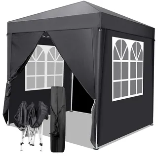 luxuskollektion Faltpavillon 2 x 2 m inkl. 4 Seitenteile Grau