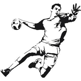 PrimeStick Wandtattoo Wandaufkleber Handballer Torschuss #99B schwarz 100cm x 90cm (RAL9005)