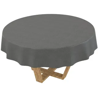 ANRO Tischdecke DanceDirty abwaschbar Leinenoptik wetterfest Falschuni Modern (Einzelstück 1-tlg, eine Tischdecke), Stofftischdecke schmutzabweisend Rund 120 Uni Grau grau Rund | 120 cm x 120 cm