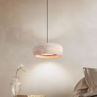 YKSJDFH LED-Kronleuchter aus gelbem Travertin, Wabi-Sabi-Stil, gelber Höhlenstein, cremefarbene Pendelleuchte, Wohnzimmer, Esszimmer, Hängelampen, Schlafzimmer, Nachttisch, kleine Hängeleuchte aus Ste