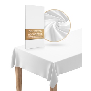 CLOUDANA Tischdecke abwaschbar - Lotus Effekt - 140x280cm - Tischdecke weiß - Tischdecke Ostern - Tischdecke Frühling - Outdoor Tischdecke - Tischdecke Geburtstag - Wasserabweisend