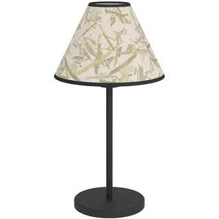 Tischleuchte EGLO "OXPARK" Lampen Gr. Ø 22,00 cm Höhe: 41,50 cm, schwarz weiß, grün Tischlampen Nachttischlampe, Japandi Design, Tischleuchte, Textil, Bambusblättern