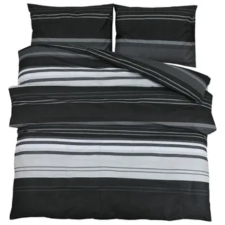 vidaXL Bettwäsche-Set Schwarz und Weiß Baumwolle 135 x 200 cm