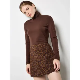 Minirock APRICOT "Kunstleder-Minirock", Damen, Gr. XL (42), braun, gewebt, Obermaterial: 90% Polyester PES. 10% Elasthan EL., Röcke Minirock, mit Leo-Muster