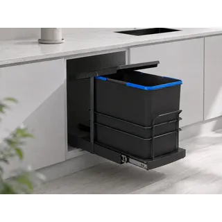 Roomart Einbaumülleimer Einbau-Mülleimer Küche ausziehbar 24L Mülleimersystem Unterschrank, 24L Einbau-Mülleimer, Unterschrank, manuell ausziehbar, in 2 Farben schwarz