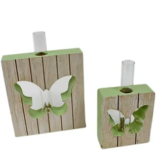 WB wohn trends Reagenzglas Vase im Holz-Rahmen ~ Schmetterling KLEIN ~ versch. Farben und Größen