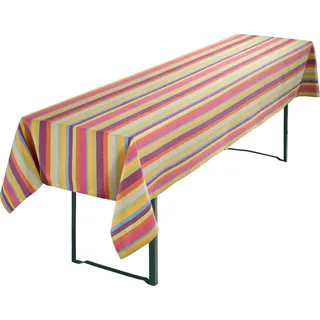 REDBEST Tischdecke Biertisch-Tischdecke, Baumwolle Streifen bunt 110 cm x 260 cm