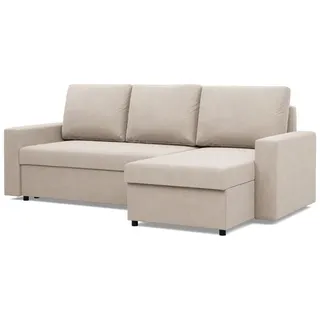 mebligo Ecksofa mit Schlaffunktion, Beige - Beige