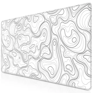 Abetcabe Mauspad XL 800 x 300mm, Mousepad Weiß Schreibtischunterlage