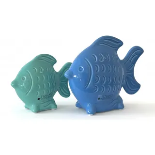Tiziano® Deko Fisch Neon 2er Set- türkis 11cm+14cm blau im Bundle-Elegante Deko Skulpturen für modernes Zuhause & Büro - Zeitlose Geschenkidee-Stilvolle Dekoration - Deutsches Familienunternehmen