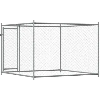 vidaXL Hundezwinger mit Tür 2 x 2 x 1,5 m Stahl Grau