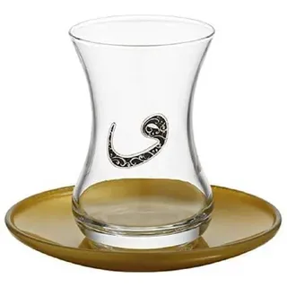 "12tlg. LAV \"VAV\" Türkische Premium Teegläser Set Gläser Cay Bardagi Seti Modern Luxus + Untertasse für 6 Personen 135ml"