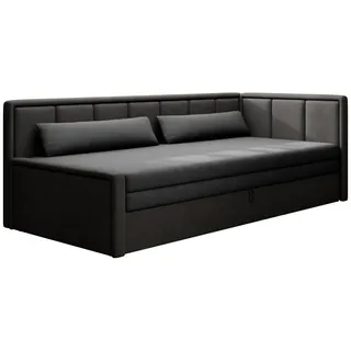 MOEBLO Schlafsofa FULO, Daybett Tagesbett Jugendbett Sofa mit Bettfunktion Couch für Wohnzimmer Polstersofa Wohnlandschaft, mit Schlaffunktion und Bettkasten grau|schwarz