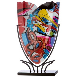 GILDE Dekovase Glasart, Vase, flach, "Street Art" Graffiti, Glas, mehrfarbig H47cm