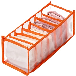 Yirtree Unterwäsche-Organizer Multi-Grid Faltbare Unterhosen-Aufbewahrungsbox für Schals, Socken, BH-Schrank Orange 7Gitter 7Gitter