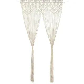 WIFESE Makramee Vorhang 140x240 cm Fadenvorhang Wandbehang Gewebte Tapisserie Boho Deko Gardinen Boho Vorhänge Türvorhänge für Wohnzimmer Vorhang Kinderzimmer Curtain Creme Baumwolle