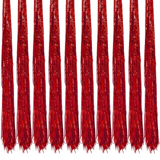 Oblique Unique® 10x Lametta Rot Glänzend für Weihnachtsbaum Baumschmuck Weihnachtsdeko Weihnachten Silvester Geburtstag Fasching Karneval Party Deko