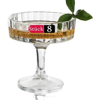 Srgeilzati 8 Stück Gerippte Coupé-Gläser | Martini-Gläser | Vintage-Cocktailgläser 20 cl