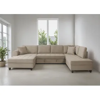 trends by hg Wohnlandschaft TRENDS BY HG "Moritz U-Form, B: 324 cm", b802 zoom 3 minq, B:324cm H:86cm T:178cm, 92% Polyester;8% Nylon, Sofas, Wohnlandschaft, mit Bettfunktion, Bettkasten & Zierkissen