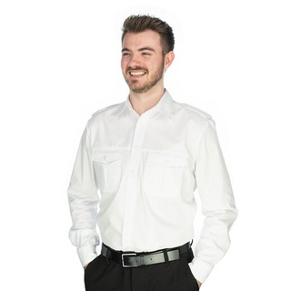 Condor Langarmhemd Koweo Herren Langarm Pilotenhemd mit abnehmbaren Schulterklappen weiß 43/44