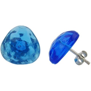 Gallay Paar Ohrstecker Ohrring 14mm Dreieck blau-transparent gehämmert Kunststoff blau