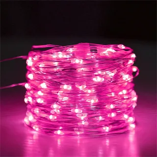 FANSU Lichterkette mit USB, LED Kupferdraht Lichterketten Gartenbeleuchtung Außen/Innen, Fairy Lights für Garten Balkon Hochzeits Party Deko (Rosa,1m 10 Lichter)