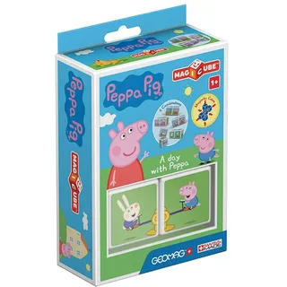 Geomag Magicube 048 - Peppa Pig A Day with Peppa - 2 Magnetwürfel - Konstruktionsspielzeug, Baukasten Lernspielzeug, Bunt