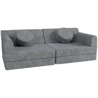 Juskys Kindersofa Kayo 90 x 200 cm Polyester beige hellgrün