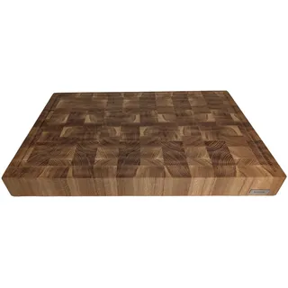 Hackblock Premium Stirnholz XXXL EXTRA Groß Brett Eiche 60x40x6 cm – Tranchierbrett aus Eichenholz, mit Saftrillen, Rutschfeste Füße, Langlebiges Küchenbrett, Stirnholzbrett, Holzbrett