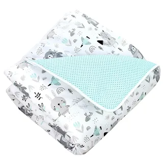 TupTam Baby Krabbeldecke 120x120 cm – Gepolstert, weich, Baumwolle, Farbe: Bären/Füchse/Mint