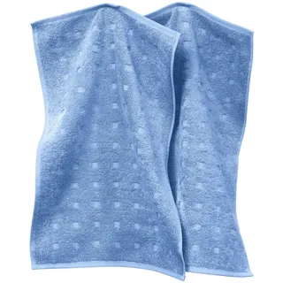 Möve Gästetuch Quadretti 2er-Pack Walk-Frottier hellblau Größe 30x50 cm
