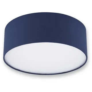 REV Deckenleuchte rund - 30cm, Stoff-Lampenschirm Modern, blau | Stilvoller Stoffschirm | inklusive zwei E27 Fassungen | ideal für Wohnräume & Schlafzimmer