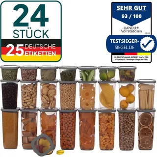 uandu Vorratsdosen mit Deckel Luftdicht Set, BPA frei, Aufbewahrungsbox mit Deckel Küche, Vorratsdosen-Sets, Vorratsdose Küchenorganizer, Vorrats... - Grau