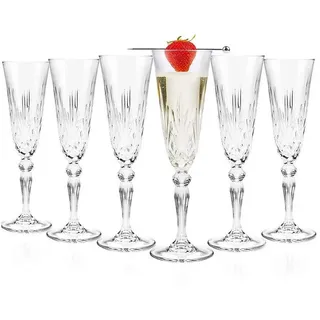 RCR Sektglas RCR Melodia Champagner 6er set, Kristallglas weiß